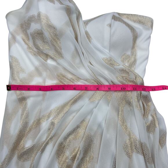 Cache Womens Vintage Y2K White Gold One Shoulder Jewel Goddess Maxi Dress Sz 6 - Picture 16 of 16